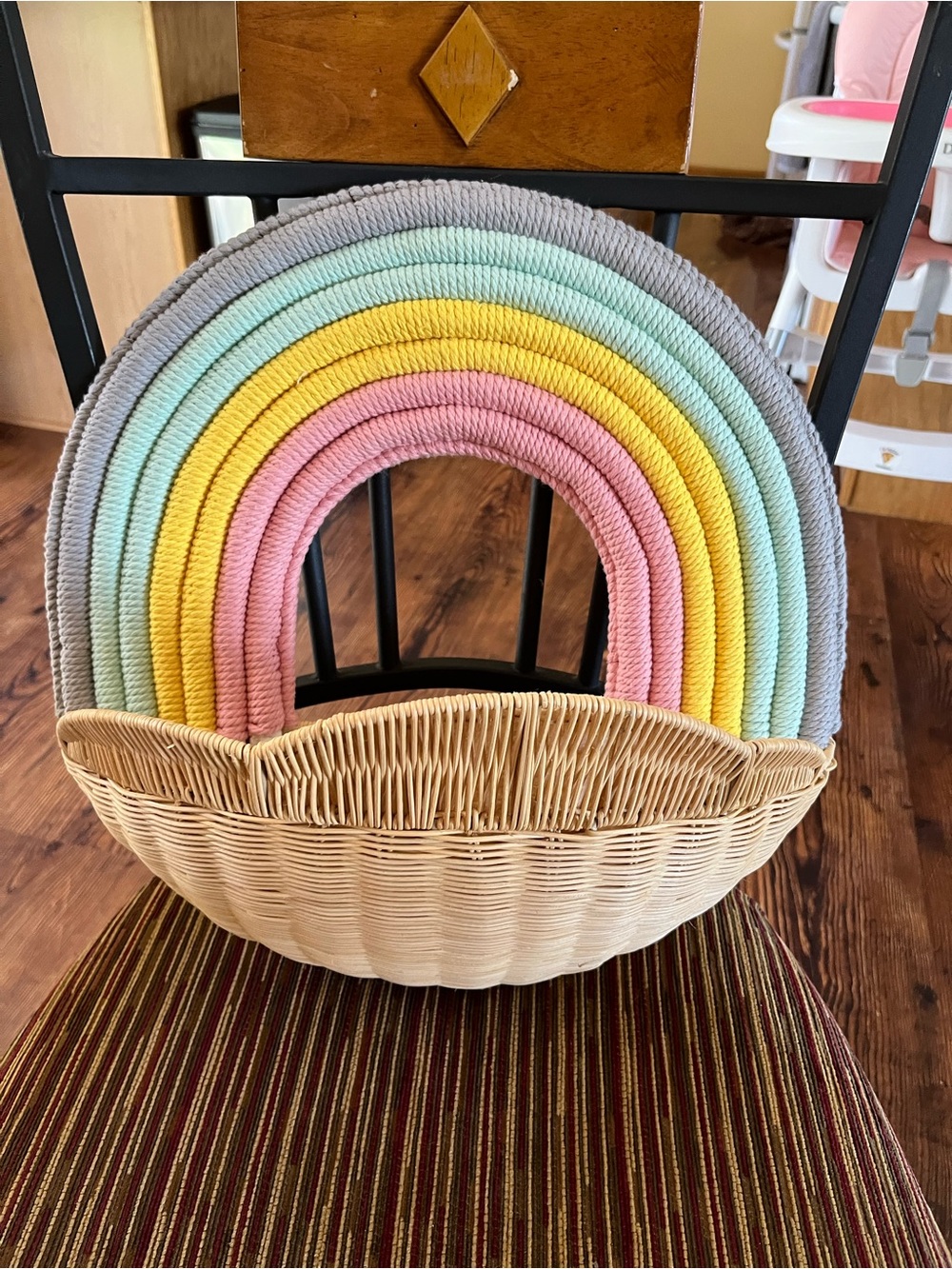 Pastel Rainbow Woven Wall Basket - Home Accents